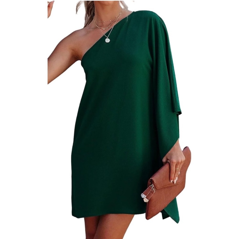 Green one shoulder Dress- LG